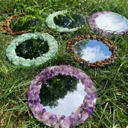 Amethyst Mirror - Tigers Eye Crystal Mirror Tumbled Amethyst Green Aventurine Healing Crystal