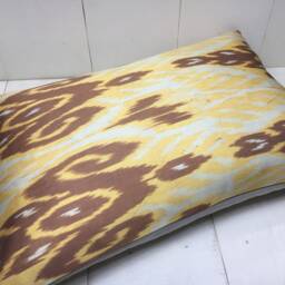 Silk Ikat Pillow Cover, Handwoven Accent Cushion - 16x24 - thumbnail 4