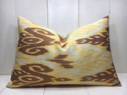 Silk Ikat Pillow Cover, Handwoven Accent Cushion - 16x24