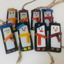 Handmade Fused Glass Penguin Christmas Tree Decoration - thumbnail 3