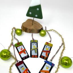 Handmade Fused Glass Penguin Christmas Tree Decoration - thumbnail 2