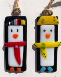 Handmade Fused Glass Penguin Christmas Tree Decoration