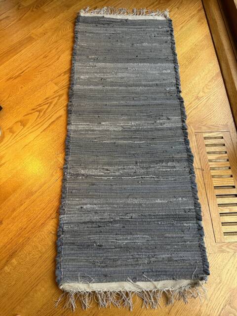 "Denim Rug, Gray Denim, Rag Blue Jean Jeans, Hand Woven 48"" X 19" - image 1