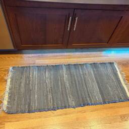 "Denim Rug, Gray Denim, Rag Blue Jean Jeans, Hand Woven 48"" X 19" - thumbnail 3