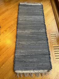 "Denim Rug, Gray Denim, Rag Blue Jean Jeans, Hand Woven 48"" X 19"