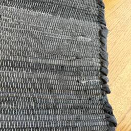"Denim Rug, Gray Denim, Rag Blue Jean Jeans, Hand Woven 48"" X 19" - thumbnail 2