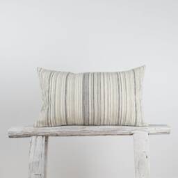 Wrinkled Cotton Striped Lumbar Pillow Cover, Farmhouse Coastal Style