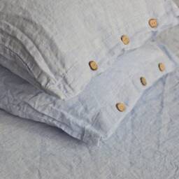 Duvet Cover Set & Pillow With Button Closure Melange Blue Color Stone Washed Seamless Full King Quilt Linen Duvet Cover Full - thumbnail 2
