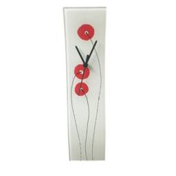 Red Flowers Design Handmade Glass Clock - thumbnail 2