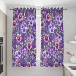 Purple Floral Curtains, Botanical Print Drapes, Lilac & Lavender Flower Panels, Custom Made Vibrant Living Room Decor - thumbnail 3
