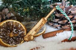Personalised Cricket Bat Christmas Ornament Cricketer Wood Custom Bauble Laser Engrave Rustic Wooden Name Tree Decoration Irish - thumbnail 1