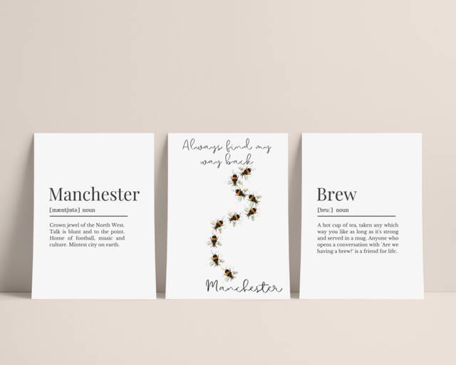 Manchester Themed Print Trio, Definition With Coordinating Prints - image 1