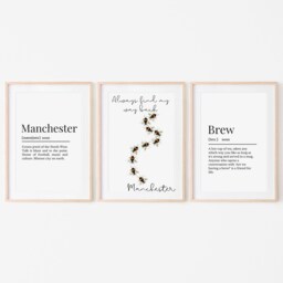 Manchester Themed Print Trio, Definition With Coordinating Prints - thumbnail 2