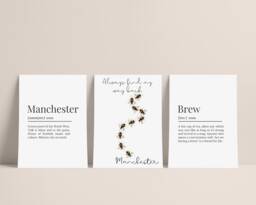 Manchester Themed Print Trio, Definition With Coordinating Prints - thumbnail 1