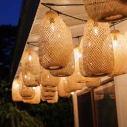 Outdoor Lighting Set - Bamboo Pendant String Lights Weatherproof Waterproof Garden Patio Restaurant Hanging Baskets - thumbnail 1
