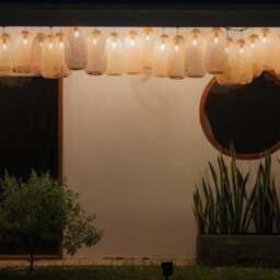 Outdoor Lighting Set - Bamboo Pendant String Lights Weatherproof Waterproof Garden Patio Restaurant Hanging Baskets - thumbnail 4