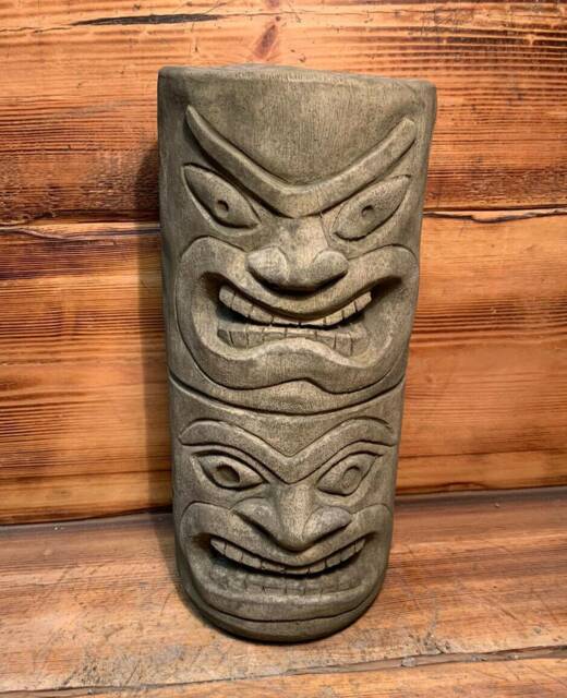 Stone Garden Totem Pole Easter Island African Head Tiki Statue Ornament - image 1