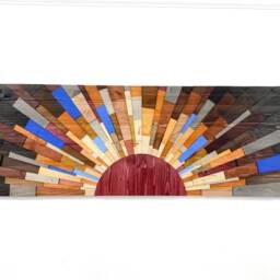 Blue September Wood Wall Art Modern Sunset Sunrise - 60x20 - thumbnail 2