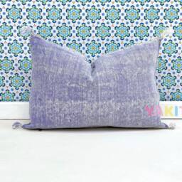 Yakiti-Light Purple Square Moroccan Pillows, Aka Cactus Silk Pillow, Decorative Pillows, Sabra Pillows, Moroccan Decor Designer Cactus - thumbnail 3