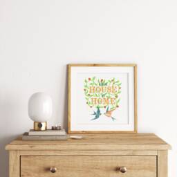 Homewarming Decor - Home Love Quote Art Print Typography Collage, Birds & Vines - thumbnail 1