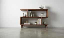 The Jensen Nook/S-Shaped Bookcase/ Solid Wood Storage Cabinet - thumbnail 1