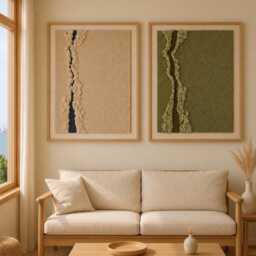 Custom Sound Wave 3D Sea Landscape Textile Fiber Art On Canvas, Size Framed Ocean Tapestry - thumbnail 3