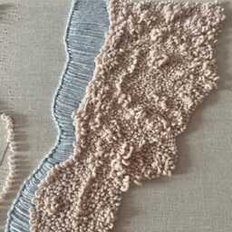 Wave Wall Hanging Single, Wood Frame Tapestry Green Or Blue... Color Options Cotton & Acrylic Yarn - thumbnail 3