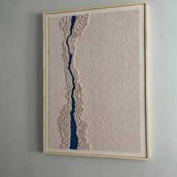 Wave Wall Hanging Single, Wood Frame Tapestry Green Or Blue... Color Options Cotton & Acrylic Yarn - thumbnail 2