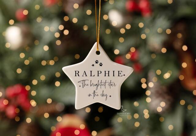Personalised Memorial Bauble, in Memory Of Pet Bauble, in Memory Christmas Star Remembrance Bereavement - image 1