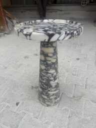 Calacatta Viola Marble Pedestal Side Table, Custom Coffee Minimal Sculptural End Handcrafted Stone Furniture