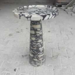 Calacatta Viola Marble Pedestal Side Table, Custom Coffee Minimal Sculptural End Handcrafted Stone Furniture - thumbnail 3