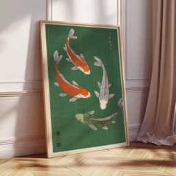 Japanese Koi Fish Poster, Minimalist Wall Art Print, Zen Nature Artwork, Traditional Asian Decor, Modern Oriental Home Design - thumbnail 2