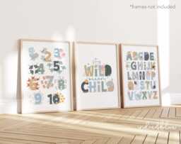 Set Of 3 Sea Animals Print, Unframed Under The Ocean Prints, Nursery Whale Scandi Decor, Playroom Prints - thumbnail 1