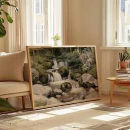 Forest Waterfall Poster, Green Landscape Print, Nature Wall Art, Paper - thumbnail 4