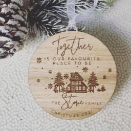 Personalised Family 2022 Christmas Decoration, Wooden Bauble, 2022, Together Tree Decoration - thumbnail 1