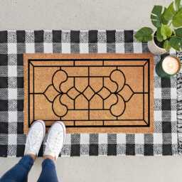 Symmetrical Black Line Door Mat - Vintage Art Deco - thumbnail 3
