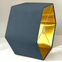 New Luxury Premium Quality Midnight Blue Hexagon Velvet Lamp Shade Pendant Light With Metallic Lining - thumbnail 2