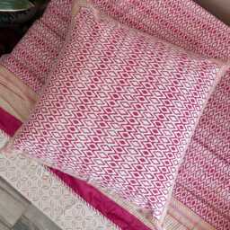 Indian Block Printed Cotton Cushion Cover Set Floral Decorative Pillows - thumbnail 2