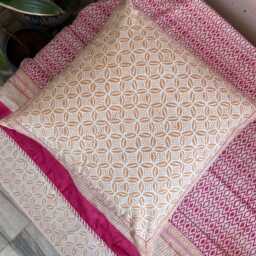 Indian Block Printed Cotton Cushion Cover Set Floral Decorative Pillows - thumbnail 3