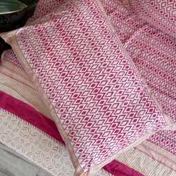 Indian Block Printed Cotton Cushion Cover Set Floral Decorative Pillows - thumbnail 4