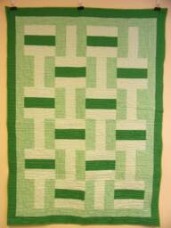 "Green Fence Rail Handmade Throw Quilt - 47"" X 65" - thumbnail 1