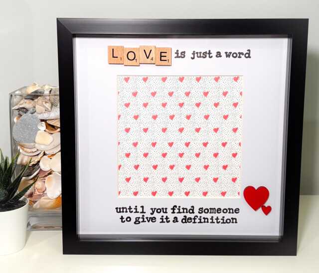 Love Is Just A Word Photo Frame - Scrabble Art Wife Husband Partner Boyfriend Girlfriend Present Anniversary Valentine Birthday - image 1