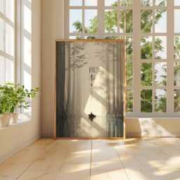 Japan Bamboo Forest Poster, Serene Rowboat Print, Minimalist Japanese Wall Art, Zen Nature Landscape Decor - thumbnail 3