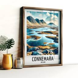Connemara Travel Print - Watercolour Poster Design - Wall Artwork Ireland Gifts Home Decor Art Gift Wildlife Lakes Picture - thumbnail 3