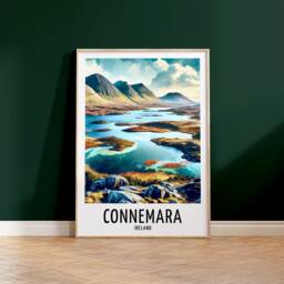 Connemara Travel Print - Watercolour Poster Design - Wall Artwork Ireland Gifts Home Decor Art Gift Wildlife Lakes Picture - thumbnail 2