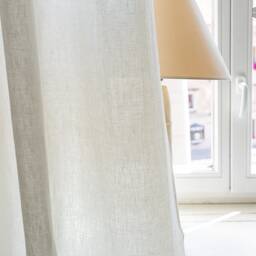 Off White Linen Curtain - 1 Panel With Multifunctional Tape - Ivory Semi Sheer Pole Pocket - thumbnail 3
