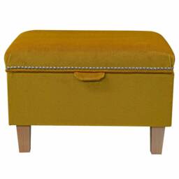 Handmade Gold Velvet Storage Ottoman Luxury Footstool With Studding - thumbnail 3