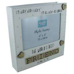 Photo Frame The Worlds Best Friend Letters Tile Art Bff Gift Wood Cream 6x4 - thumbnail 2