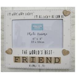 Best Friend Photo Frame, Cream Wood, Tile Art 6x4
