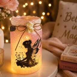 Fairy Light Up Jar - Gift For Her Lantern Night Handmade Decor Magical Lover - thumbnail 3